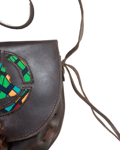 Dark Tan Crossbody with Mosaic Inlay