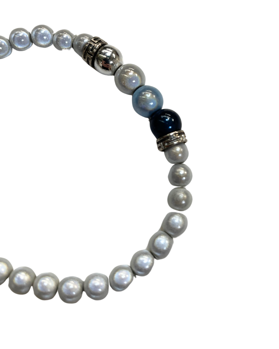 Disco Beads Blue and Silver Bracelet