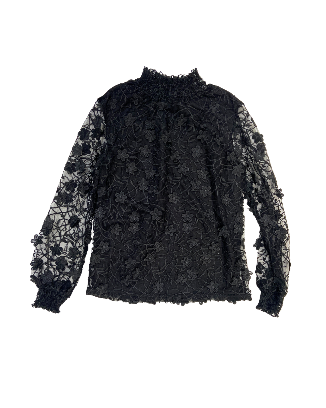 Black Floral Lace Blouse