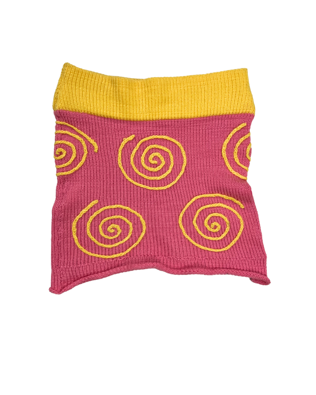 Handmade Knit Pink and Yellow Spiral Skirt
