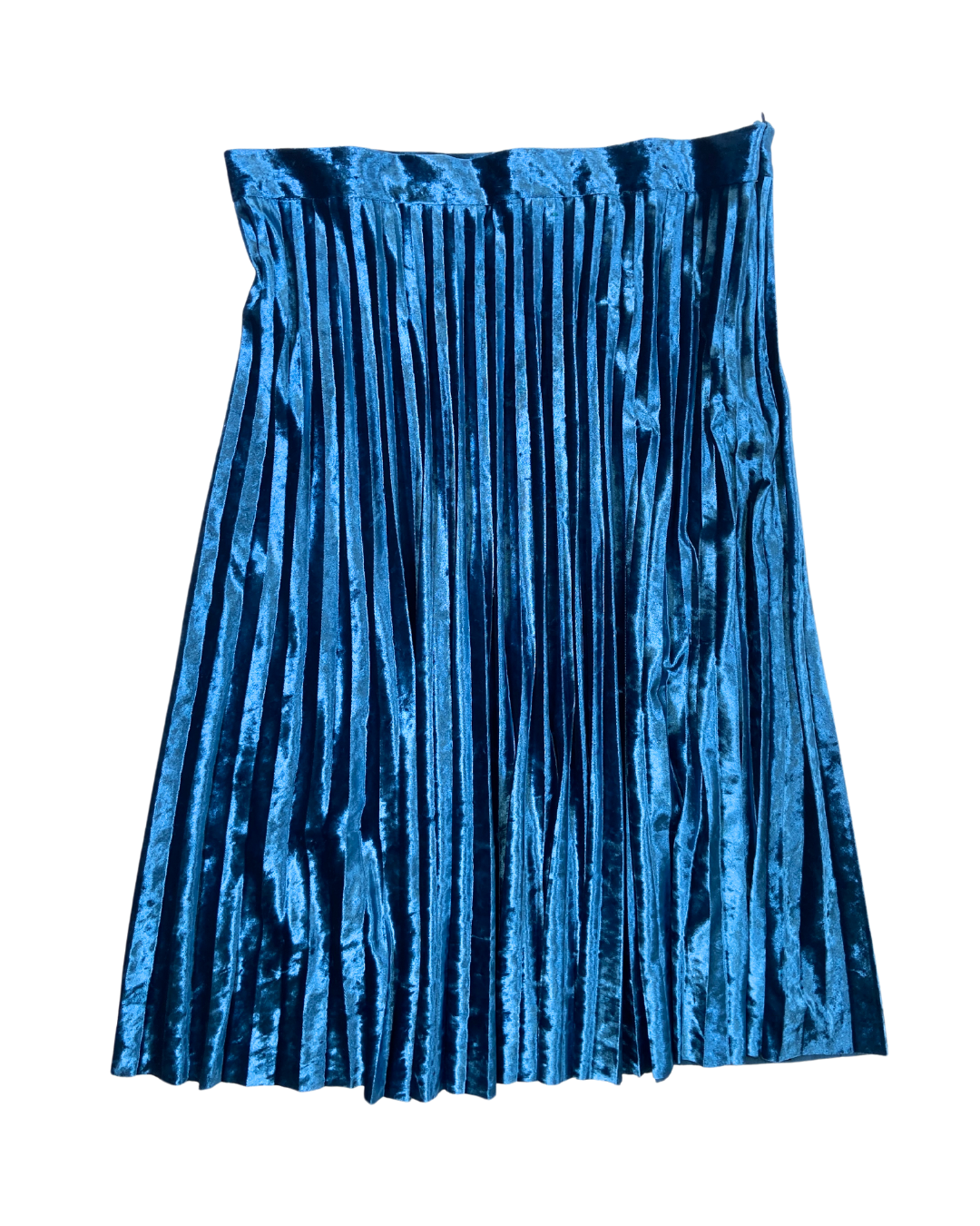 Marks and Spencer Blue Pleated Velvet Skirt