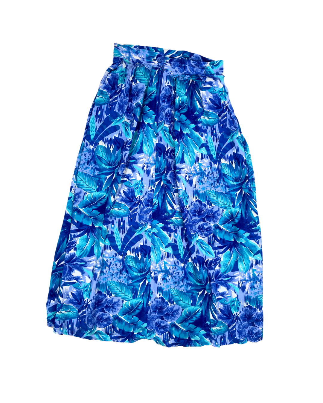 Vintage Blue Floral Midi Skirt