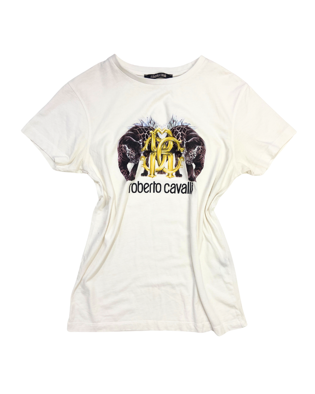 Roberto Cavalli Graphic White T-Shirt