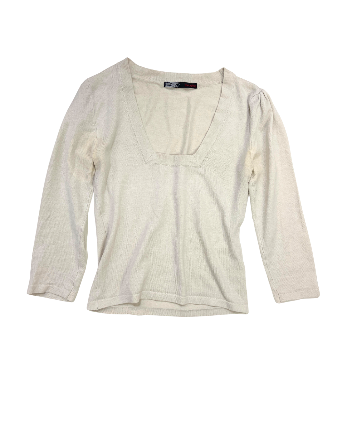 Vintage Cream Square Neck Knit