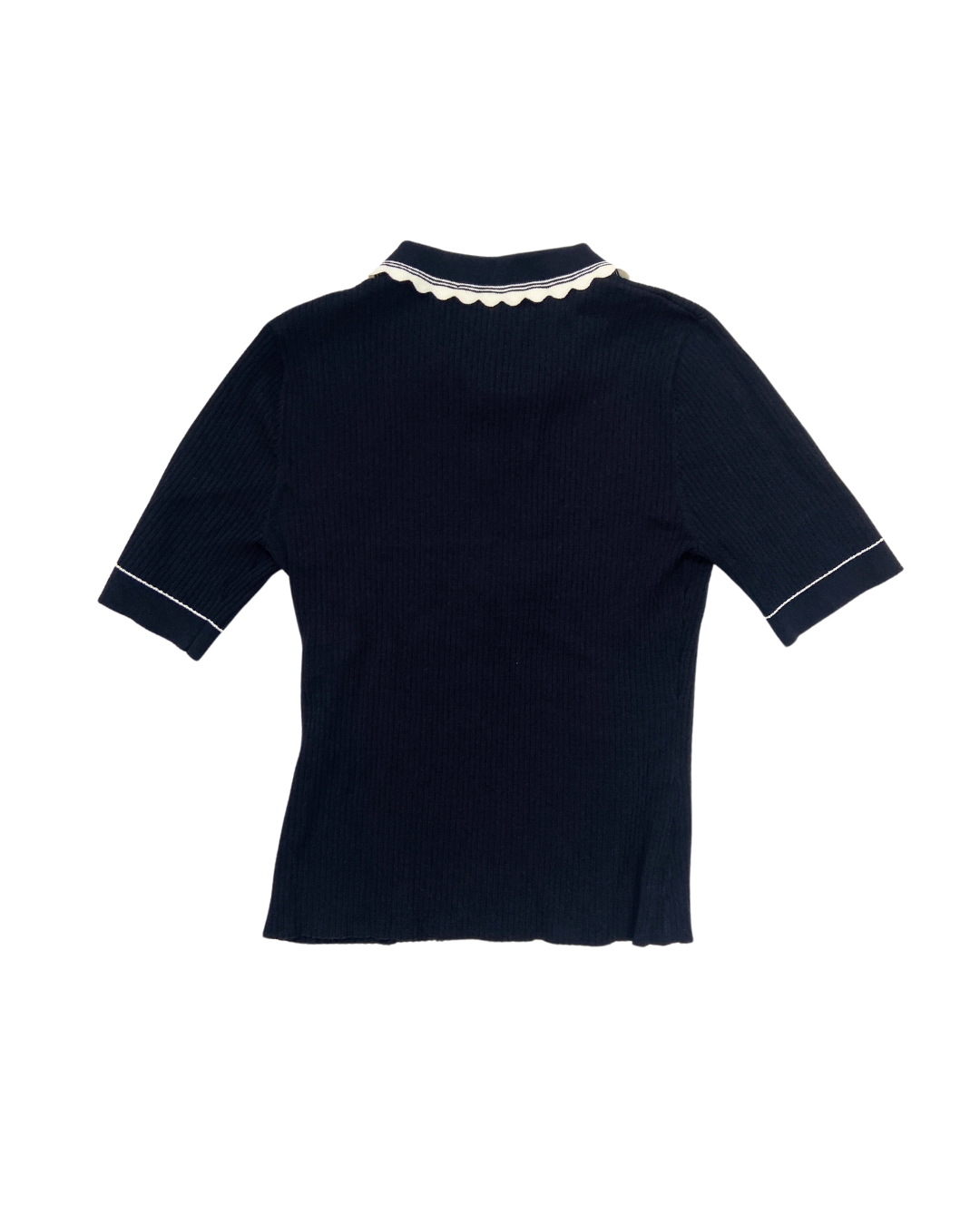 LK Bennet Navy Blue Knit Top with Contrasting Trim