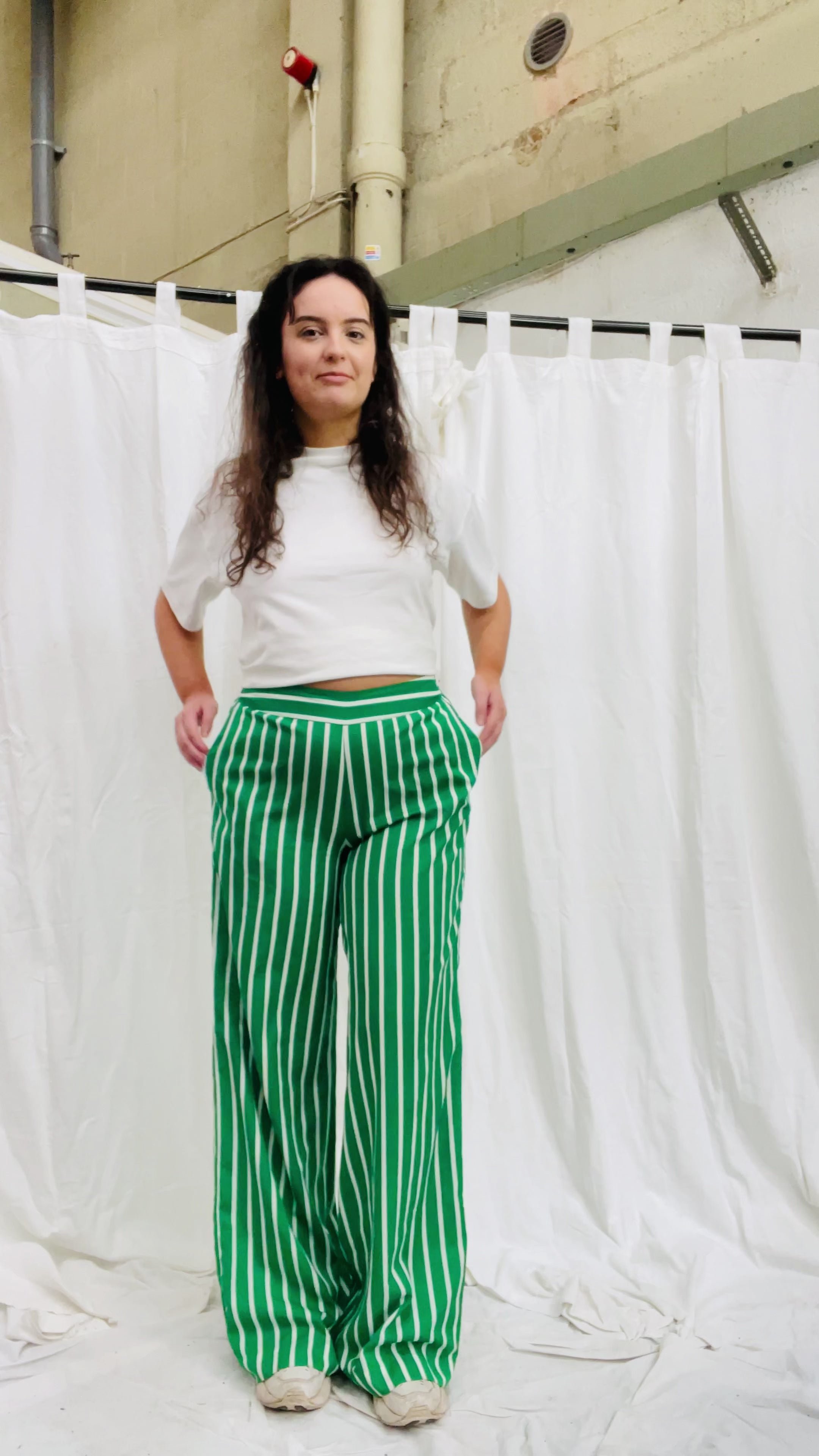 Striped Green Trouser Bundle (Trouser &amp; Tshirt) (Size 12)