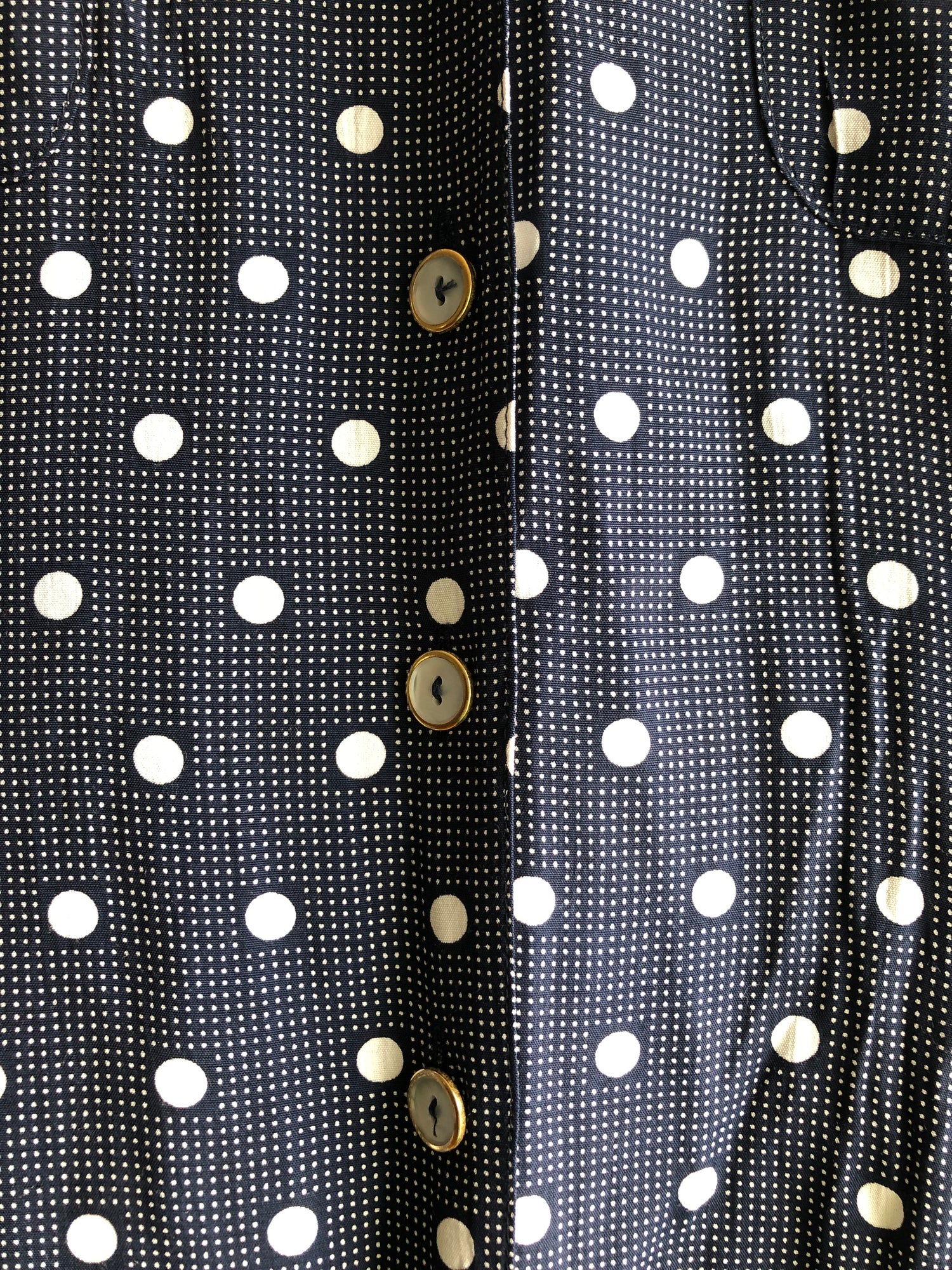 Preloved Navy Polka Dot button down dress