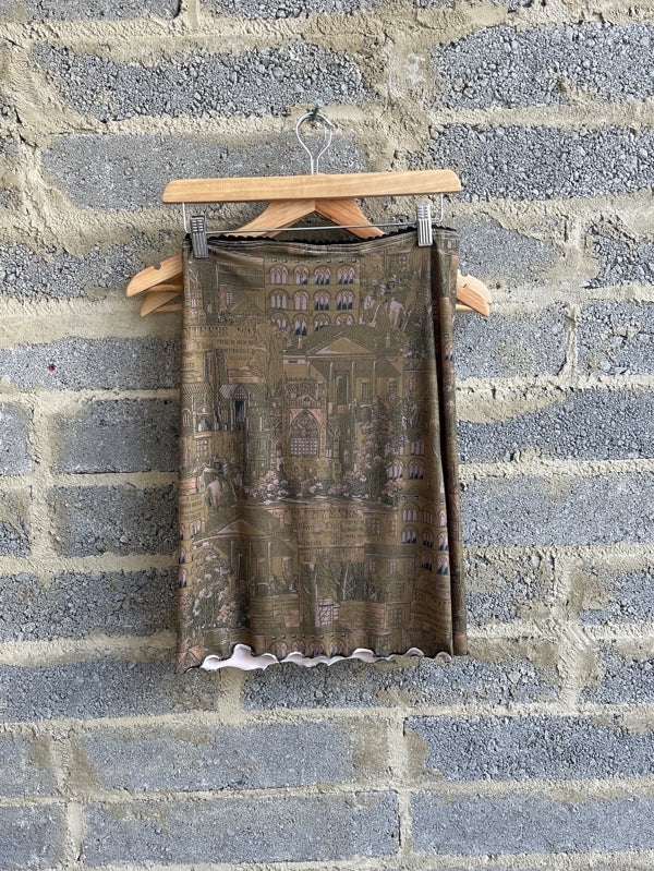 Preloved Handmade khaki midi skirt