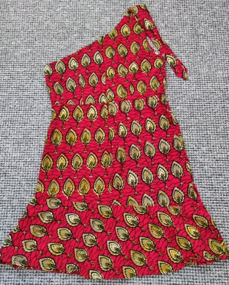Preloved Zikomo One Shoulder Bodycon Dress - Red with gold leaf