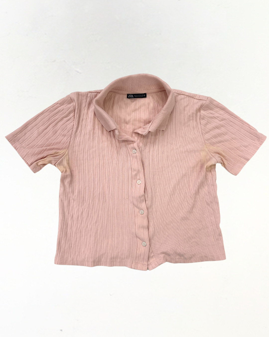 second hand Zara Zara Pink Ribbed Top Size Small 5 OWNI