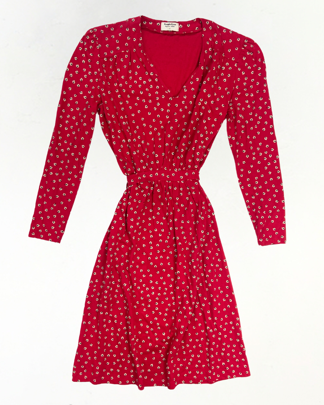 People Tree Red Long Sleeve Dress
