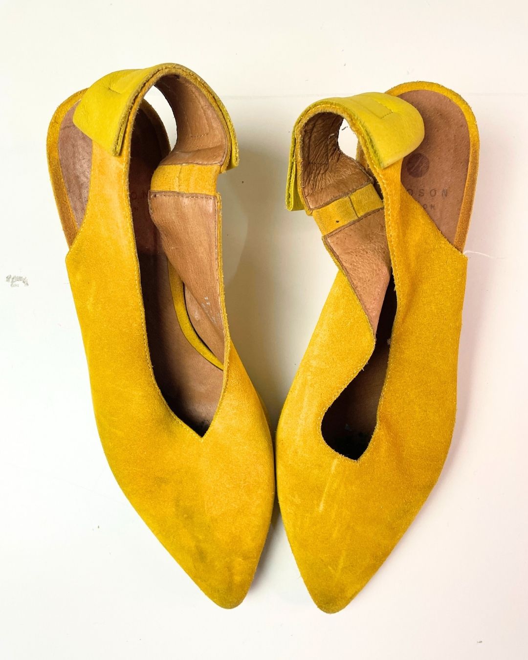 second hand Hudson Hudson Yellow Suedue Heels Size 6  25 OWNI