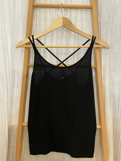 Preloved Black cami vest with crossing straps at the back