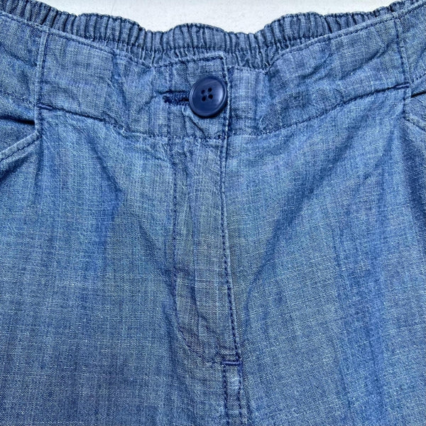 Preloved Penderleith 100% Cotton Chambray Mid Indigo Blue Shorts UK 8