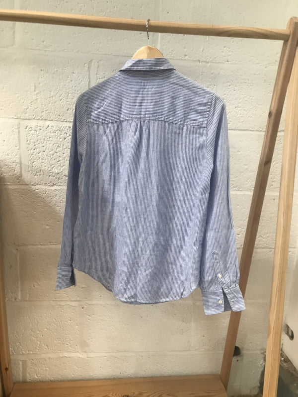 Preloved Blue Linen Pinstripe Shirt