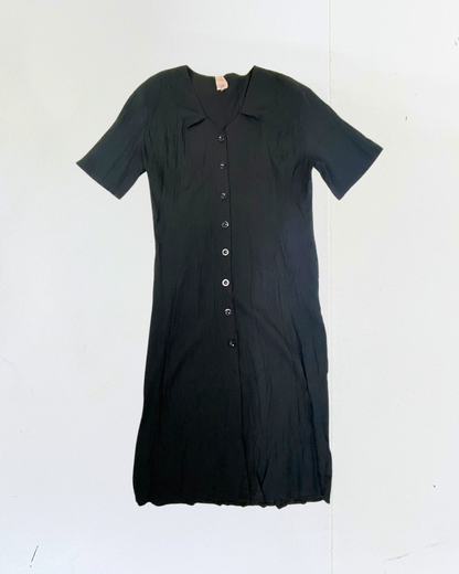 Black Button Front Dress with Tie Back Size Large