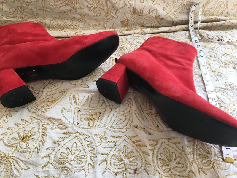 Preloved Red suede ankle boots