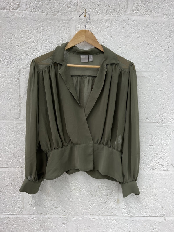 Preloved asos olive  green chiffon l/s blouse