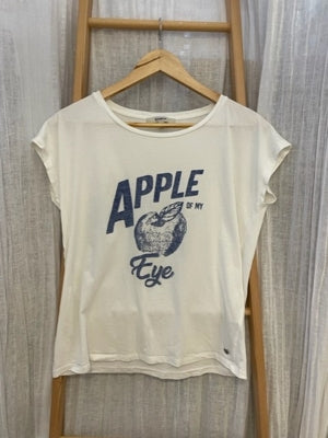 Preloved White cap sleeve apple t-shirt