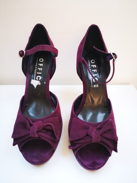 second hand Office Purple suede open toe platform heels 8 OWNI