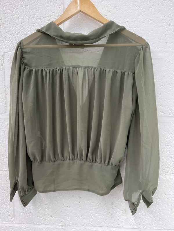 Preloved asos olive  green chiffon l/s blouse