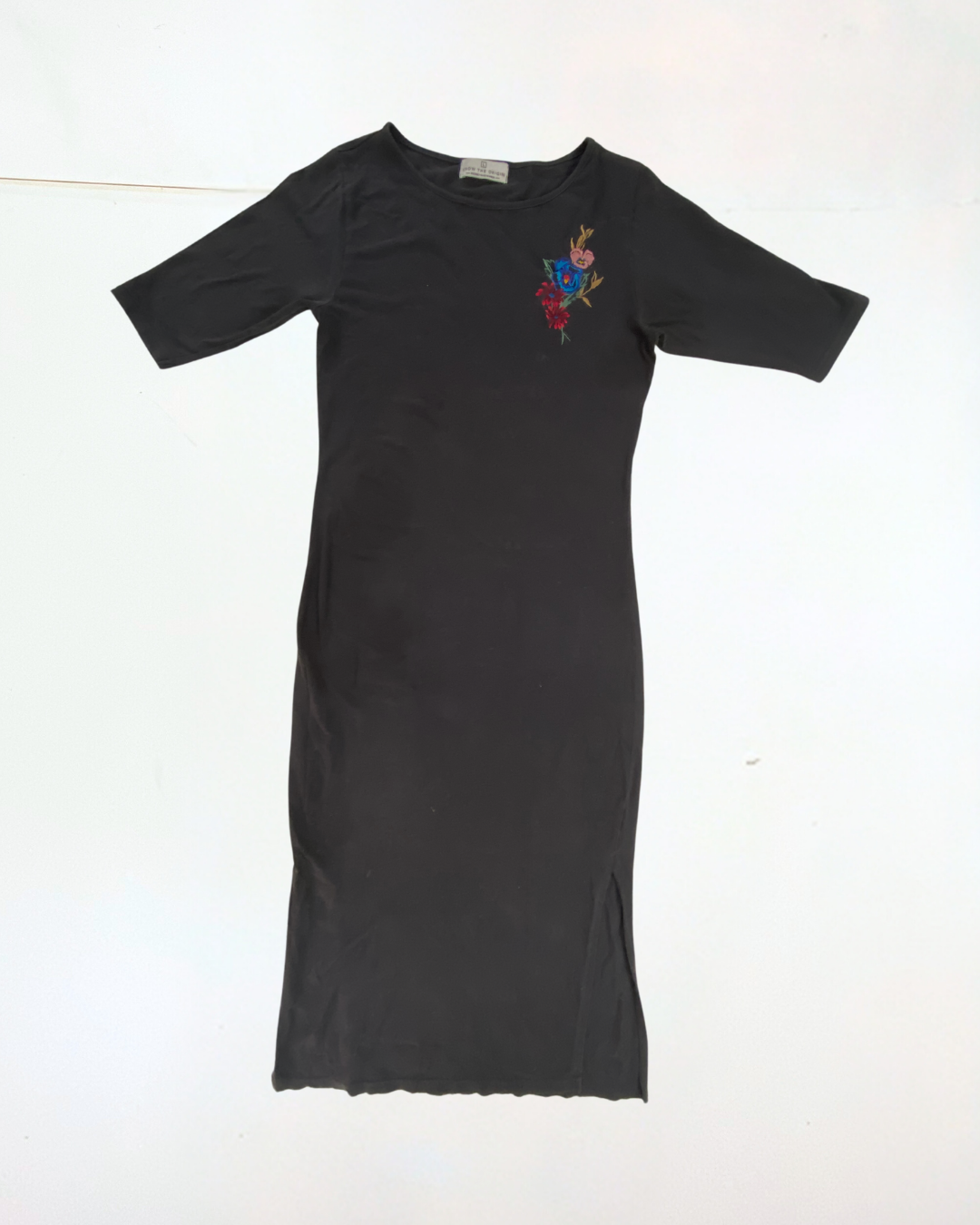 Know The Origin Black Floral Embroidery Dress Size 10