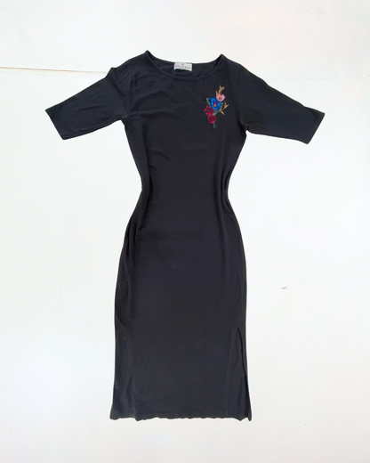 Know The Origin Black Floral Embroidery Dress Size 10