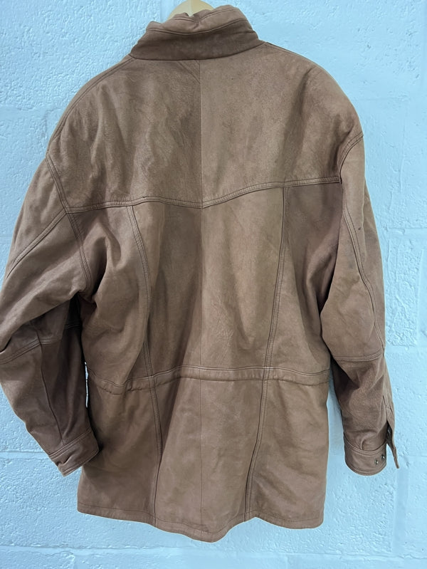 Preloved Brown 100% leather jacket (mens)