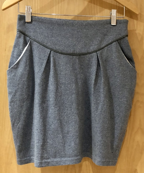 Preloved Outsider Satin Detail Recycled Denim Short Skirt (one off sample)
