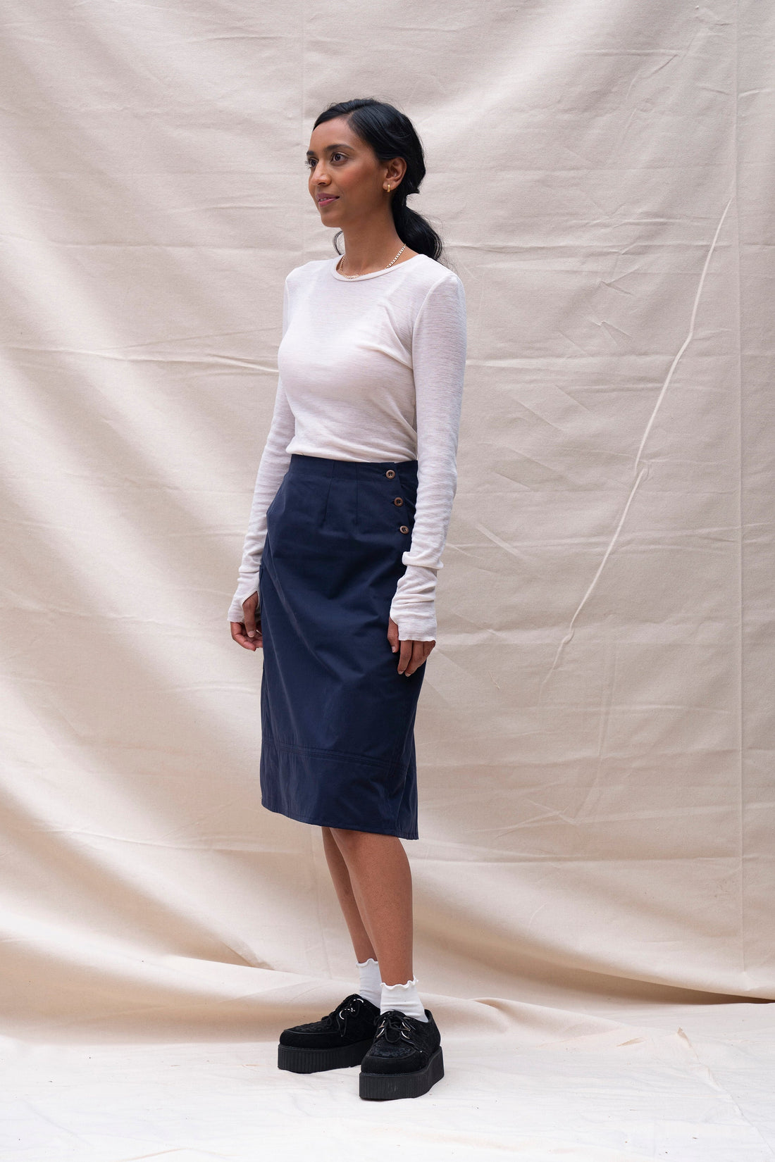 Preloved Tailored Skirt - Navy Size 12