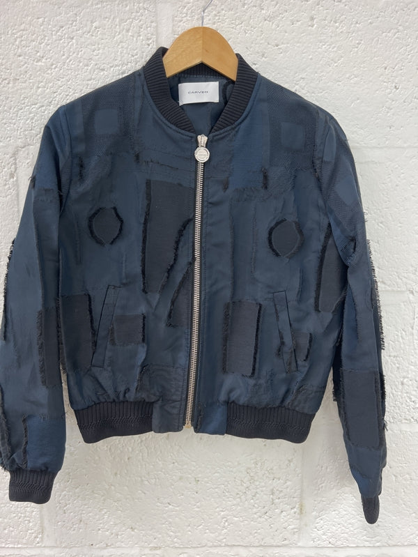 Preloved Carven Navy zip through bomber jacket