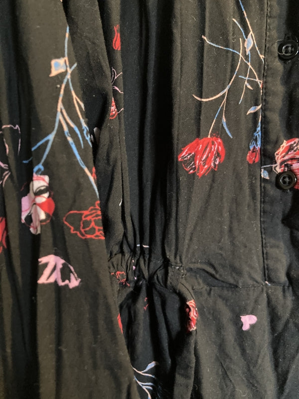 Preloved Warehouse Black floral shirt dress