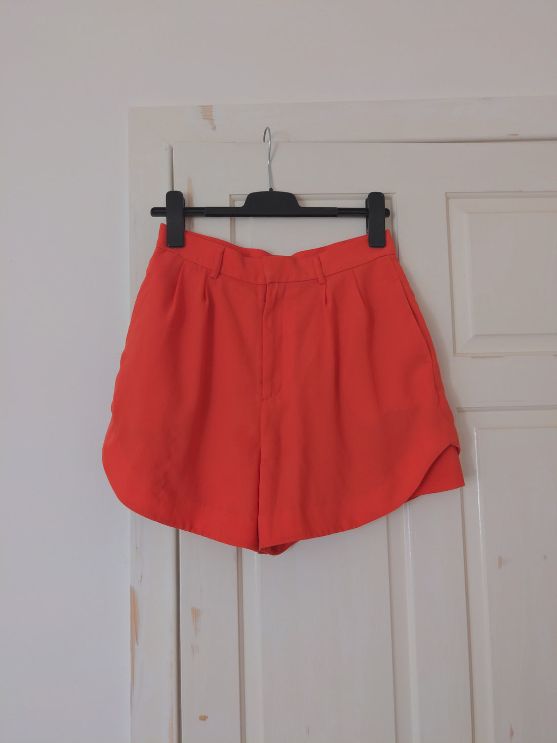 Preloved Orange Crepe High Waisted Shorts
