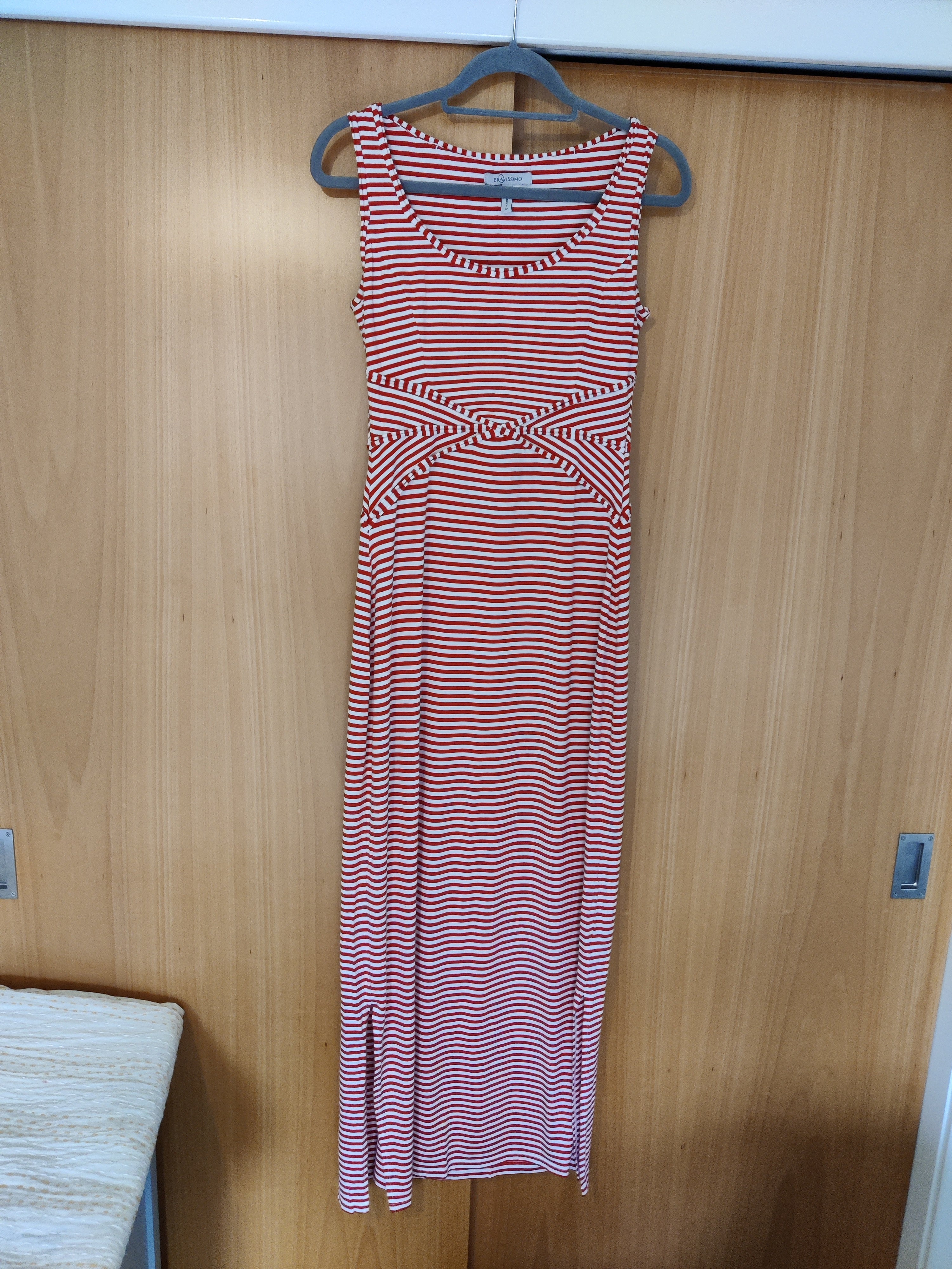Preloved Red and white striped full length dress