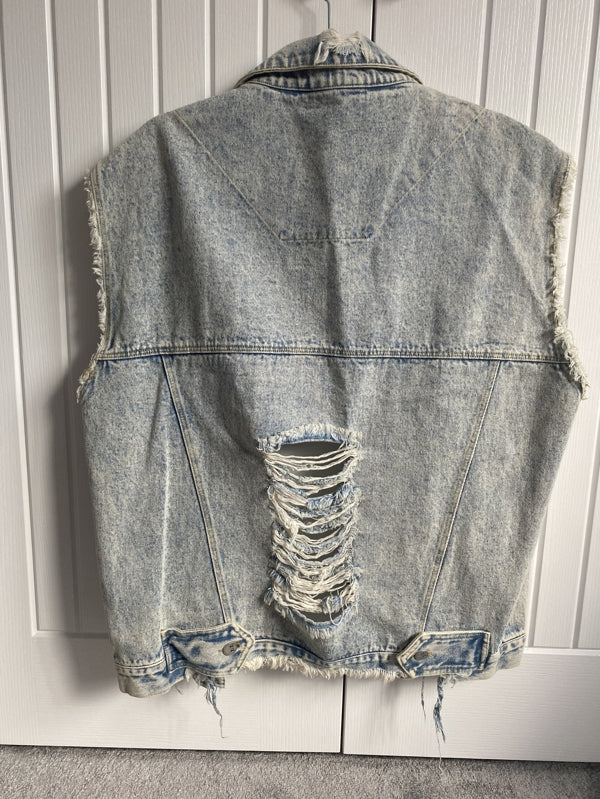 Preloved Distressed vintage denim vest