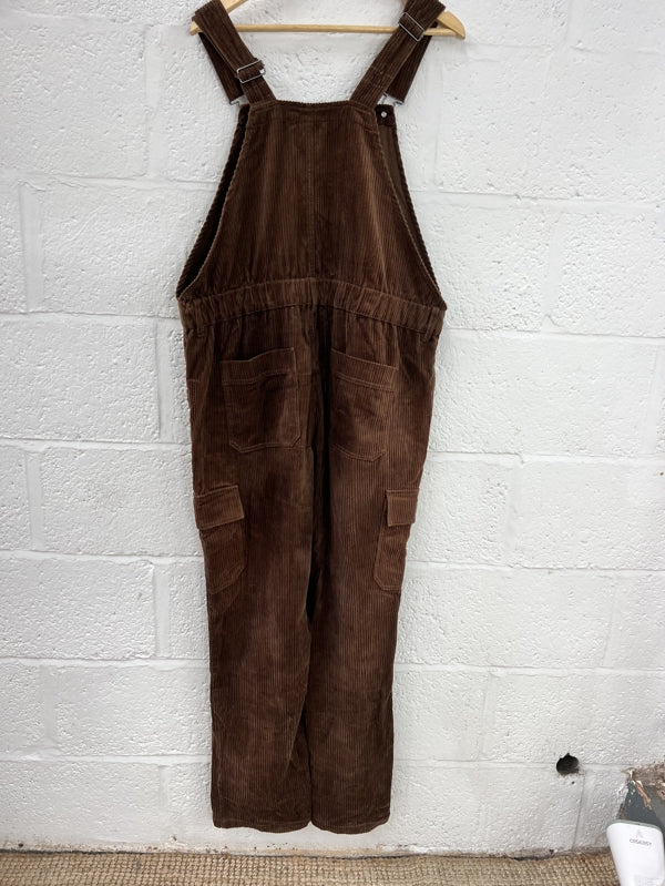 Preloved Brown Corduroy Dungarees in Size 16