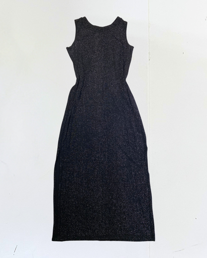 Black Glitter Side Slit Dress Size UK14