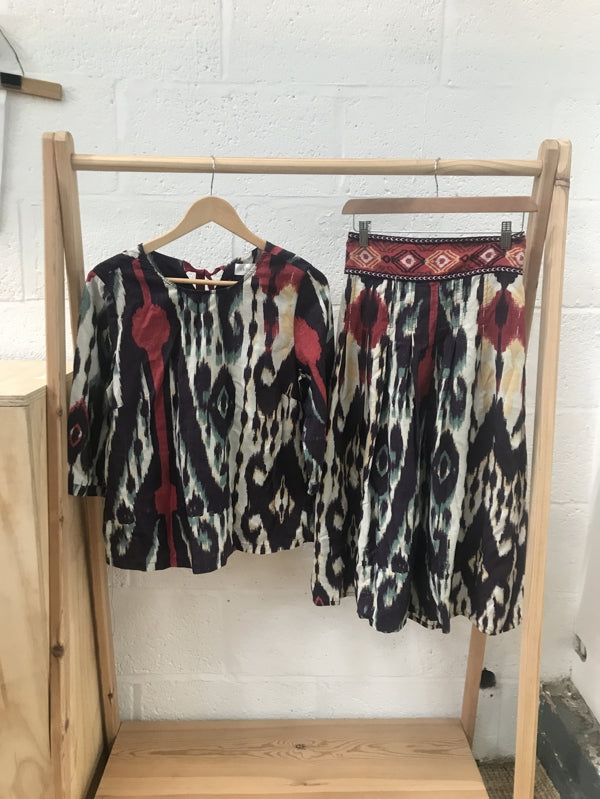 Preloved Colourful Top and Skirt Set