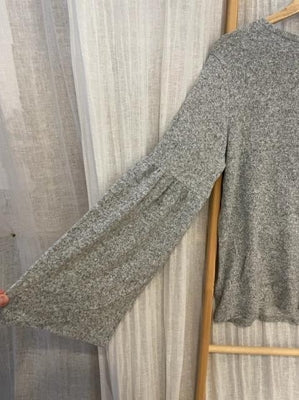 Preloved Grey fuzzy jumper with bell sleeves