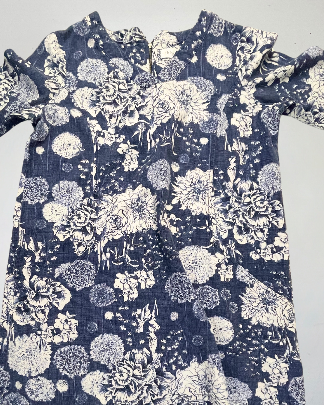 second hand Thought Blue Garden Print Tunic Dress with Pockets in Size 12 15 OWNI