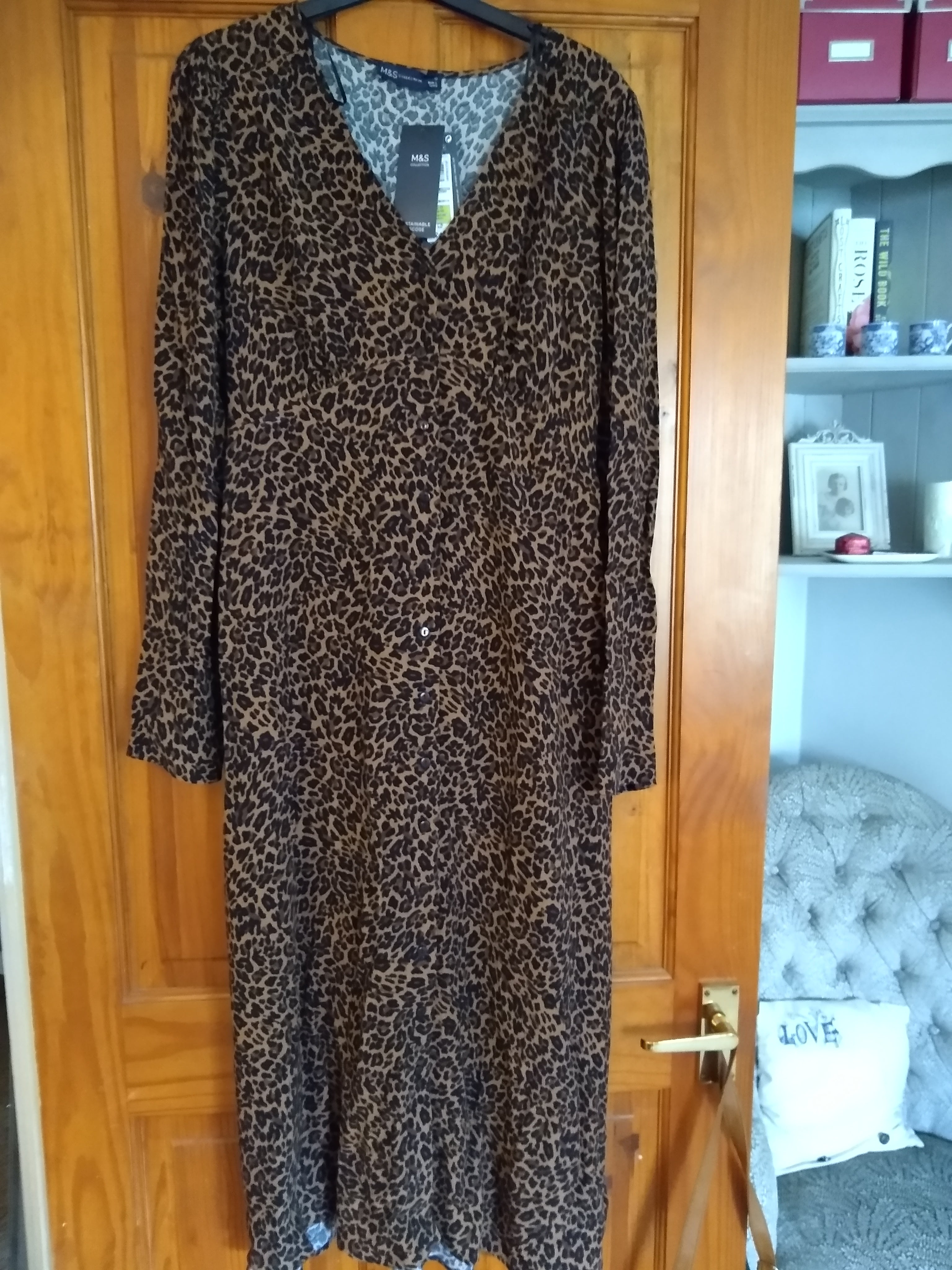 Preloved Leopard Print shirt dress