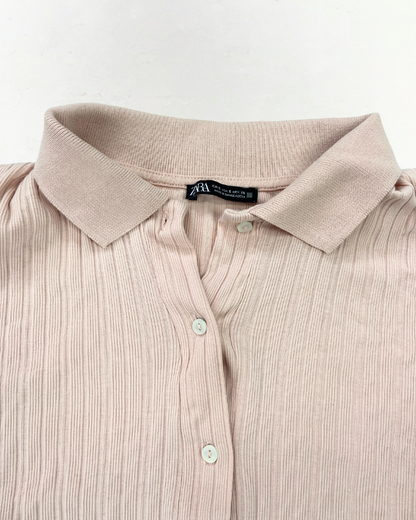 second hand Zara Zara Pink Ribbed Top Size Small 5 OWNI