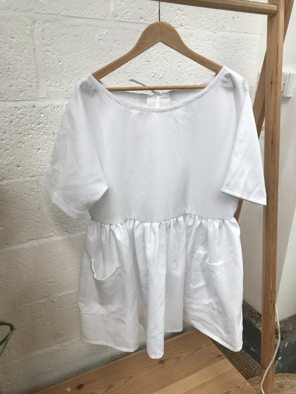 Preloved White Dress with Pockets - Sample Sale