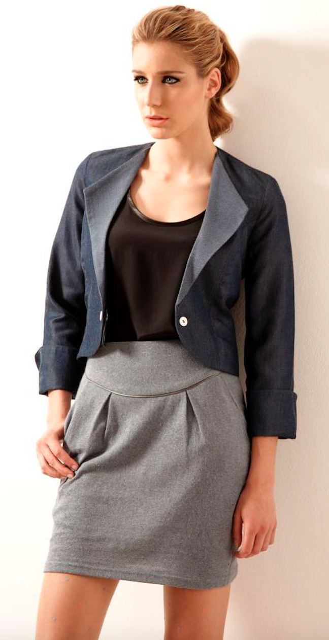 Preloved Outsider Satin Detail Recycled Denim Short Skirt (one off sample)