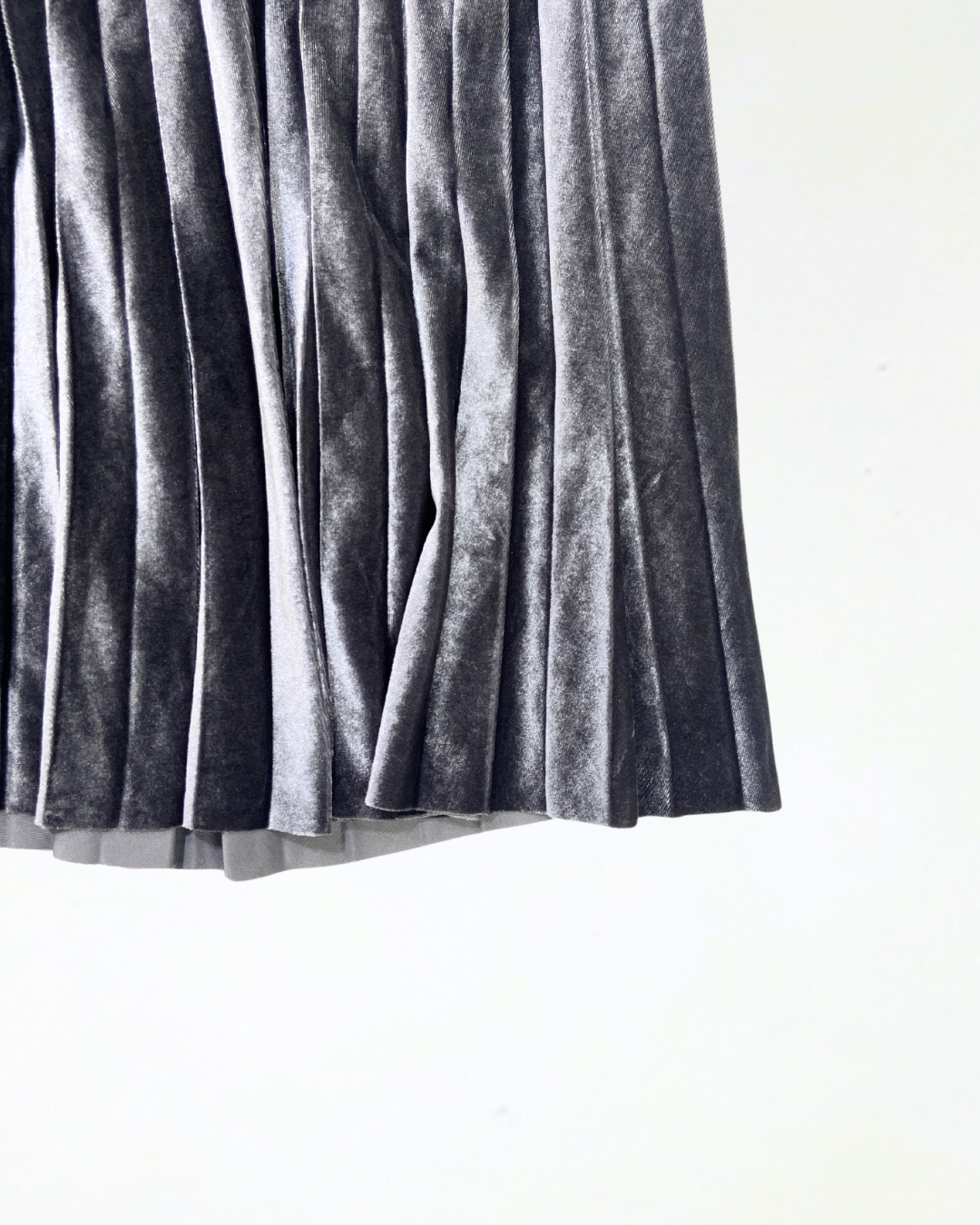 Grey Velvet Pleated Skirt