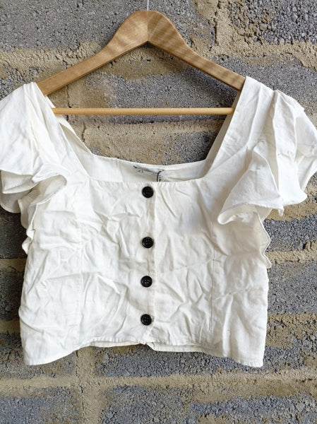 Preloved Zara crop blouse with ruffle sleeves BNWT 10