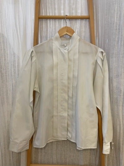Preloved High collar white shirt with puffy sleeves