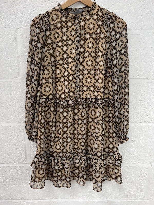 Preloved Oliver Bonas beige print dress