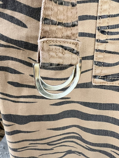 Preloved Brown Zebra Print Trousers in Size 16