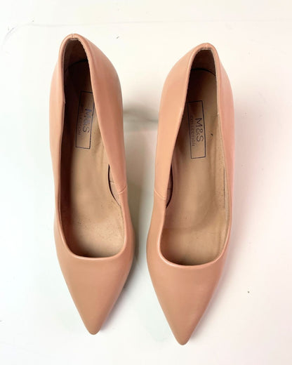 second hand M&amp;S M&amp;S Pink Kitten Heels in Vegan Leather  10 OWNI